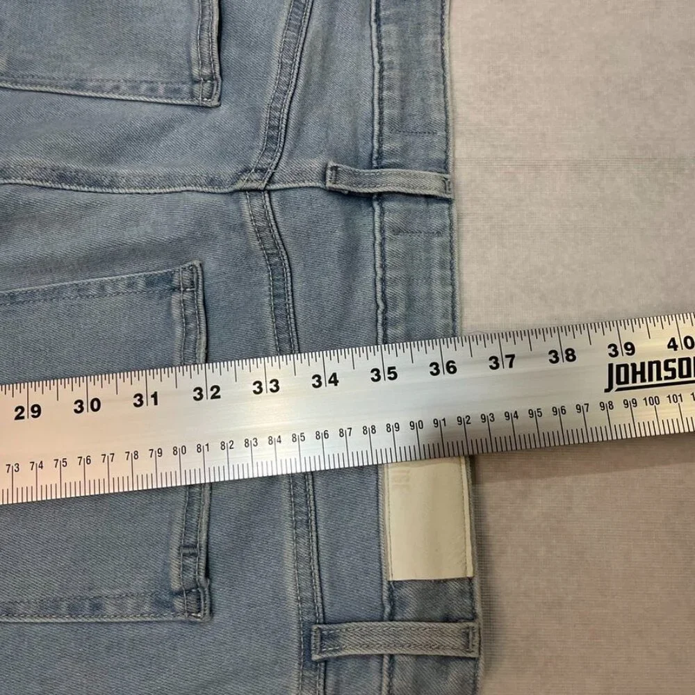 PAIGE Cindy High-Rise Straight-Leg Jeans Macaron Distressed Wash Size 32 - Picture 7 of 15